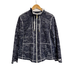 Orly Blue & White Jacket Ladies Parisian Print Women's Size Large Travel